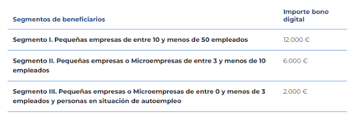 Importe Máximo por tamaño de Empresa